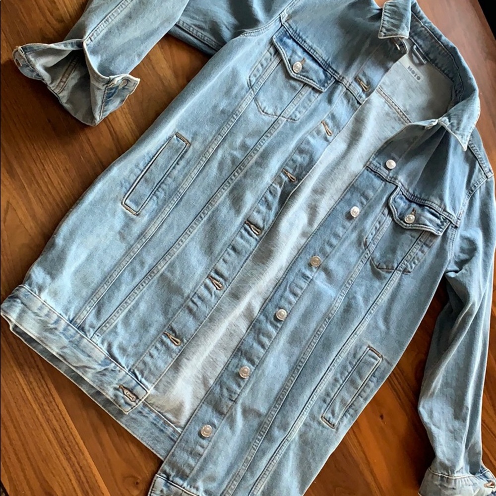 Top Shop Moto Longline Oversized Denim Jacket